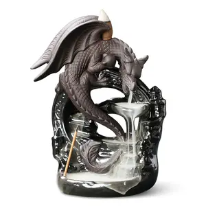 Ceramic ornaments / Dragonfly aroma diffuser with reverse-flow fragrance / Black dragonfly waterfall-style reverse-flow aroma decoration / Living room decoration / Garden decoration / Father's gift