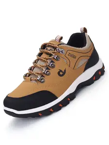 Men's Sports Shoes Outdoor Mountaineering Shoes, Casual Hiking Shoes, PU Leather Upper Material, Patchwork Pattern, Casual Style, All Seasons Footwear