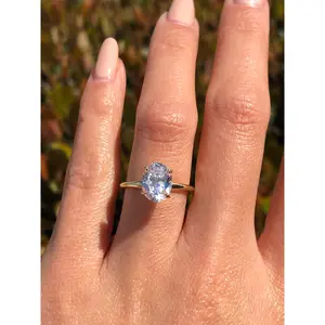 14K Gold 2.00 Carat Oval Lab Grown Diamond Solitaire Engagement Ring