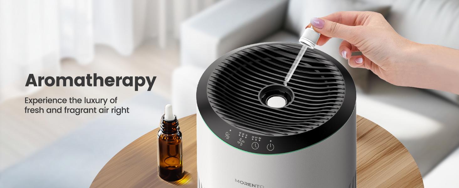 MORENTO Air Purifier MR2566 for Bedroom with 360-Degree Clean Air, Built-in Blue Ambient Light, and Aromathy, Household Appliances#fathersdaygift