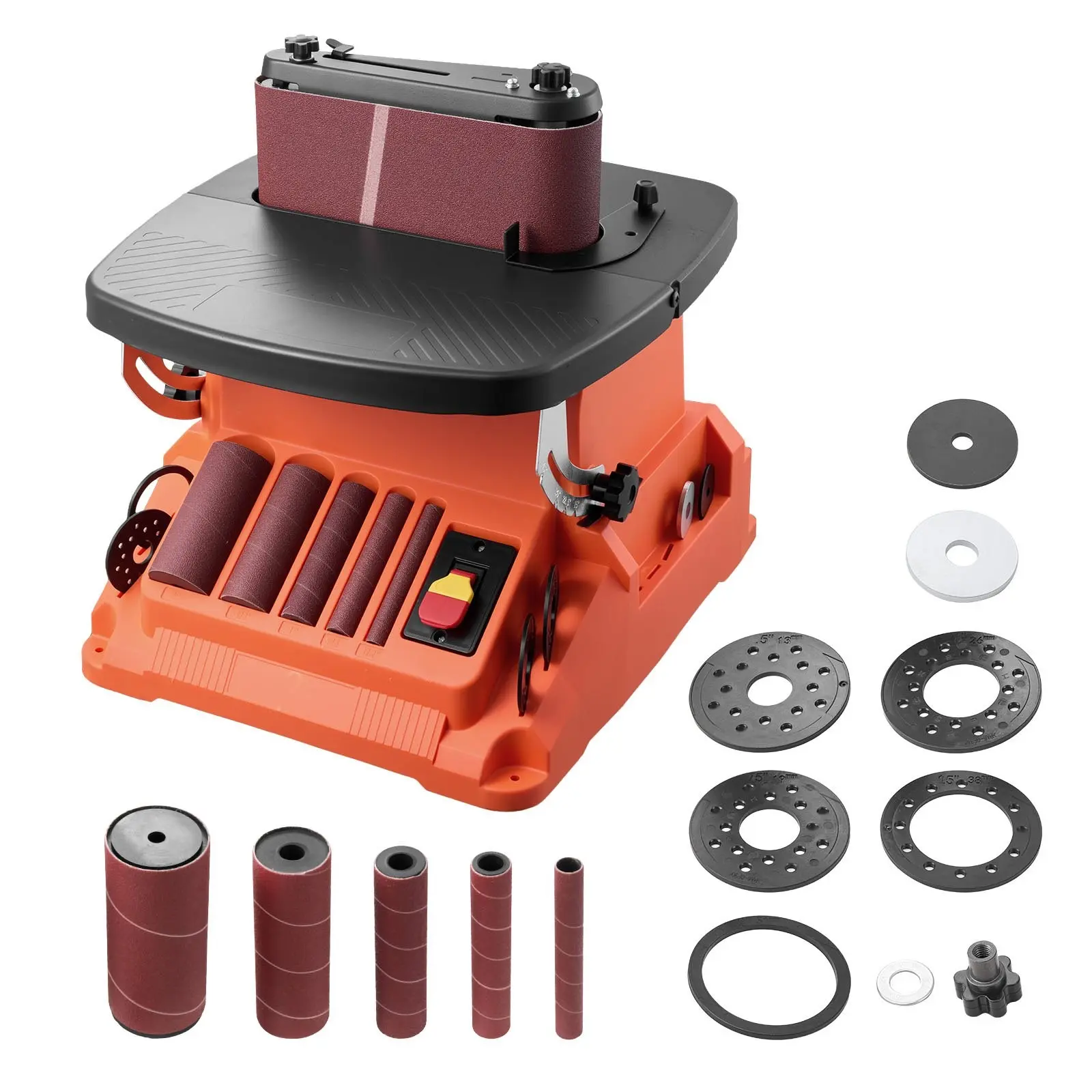 Oscillating Belt And Spindle Sander, 2400 RPM Benchtop Sander With 5/8" Stroke, Includes 5 Sleeves (1/2" To 2"), 24" X 3.86" Sanding Belt For Woodworking, Furniture Finishing, DIY Projects And Home Workshop Use