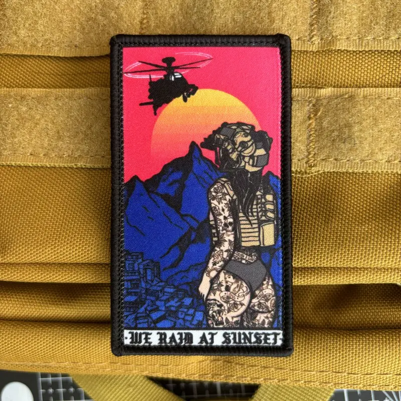 Sunset Warrior Patch Sticker, Unique Velcro Decorative Badge, Includes Hook Velcro, Backpack Clothing Patch, Trendy Player Arm Band, Versatile Patch, Digital Print