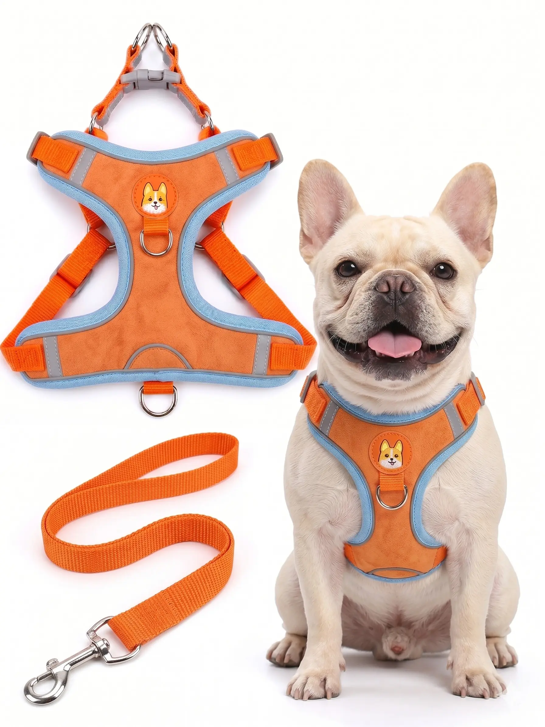 Dog Harness with Leash Set, No Pull Adjustable Reflective Step-in Puppy Harness with Thickened Padded Vest for Extra-Small/Small Medium Dogs