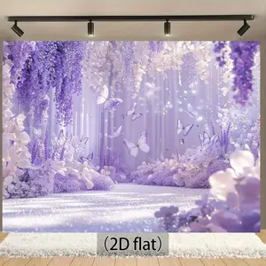 1pc Lavender Garden Backdrop Purple Wisteria Butterfly Forest for Wedding Birthday Photo Booth Fantasy Decor