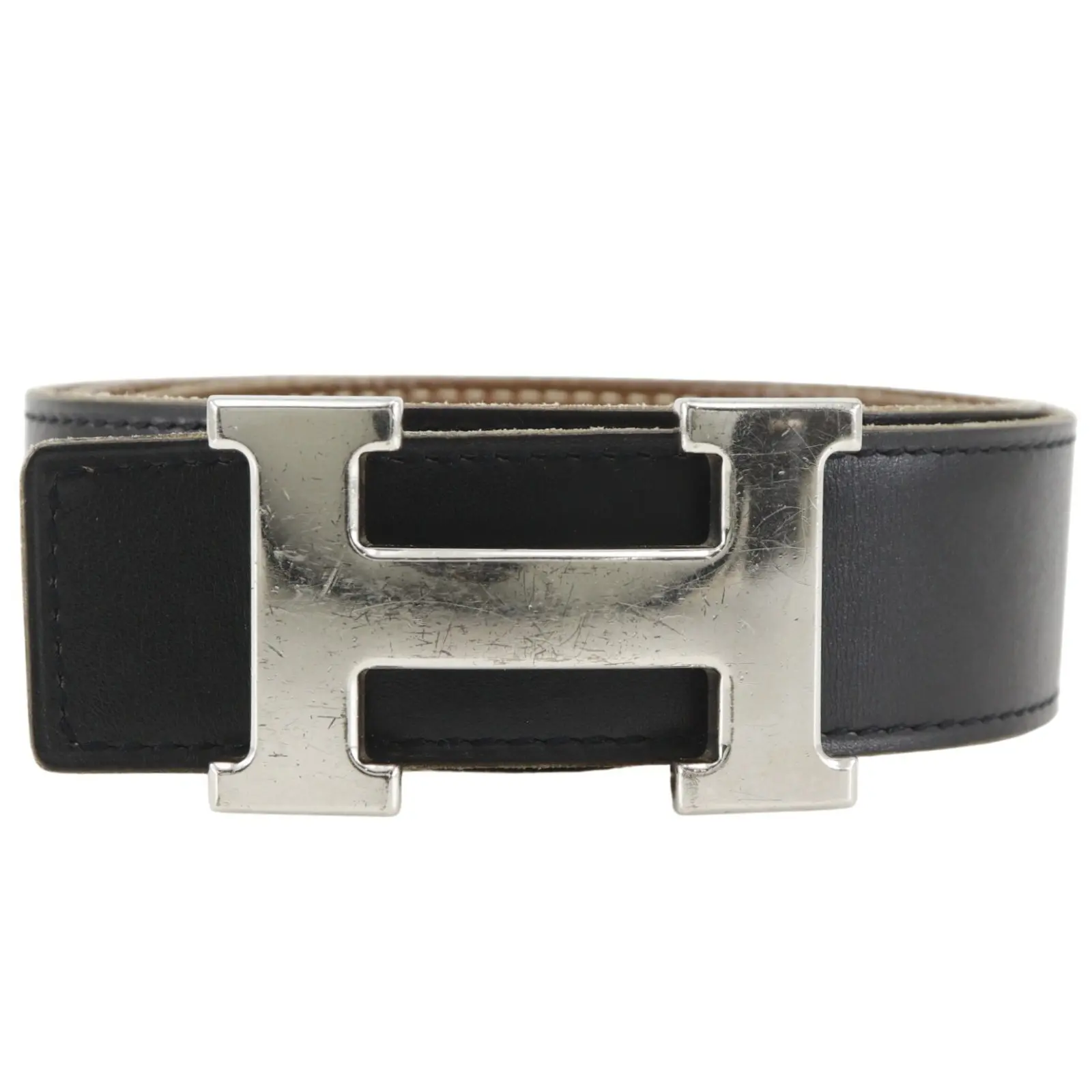 Pre-owned HERMÈS Calfskin Small Leather Goods Hermes H Belt Calf Belt