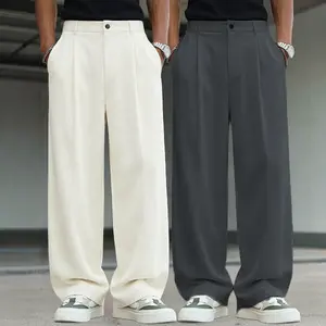 Men's 2-piece wide-leg trousers - anti-wrinkle drape fabric, loose version, a must for street style and casual workplace wear