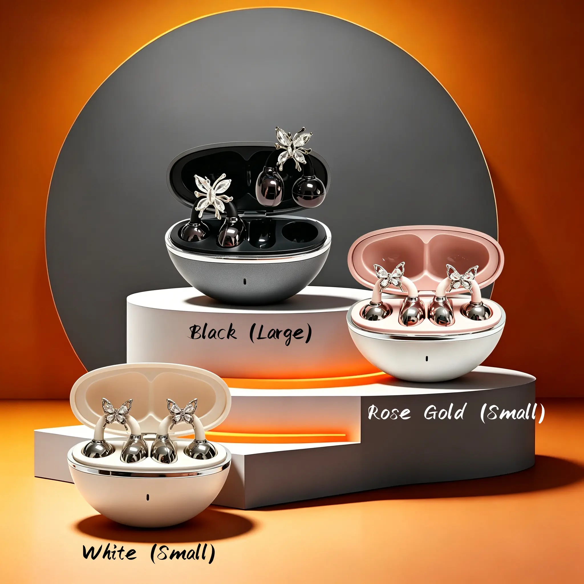 【 FLUFFDRIP Clip-04 】 Lightweight Wireless BT Headset, Portable Clip-On Open Ear Earphones with Butterfly Crystal Design, Touch Control, Rechargeable Battery, Charging Case for Daily Handsfree Audio Connection Earbuds Electronic