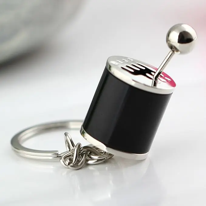 Car Shifter Gear Keychain Creative 6 Speed Manual Transmission Shift Lever Keyring Auto Gearbox Shifter Key Chain Black Practical Stylish Accessory