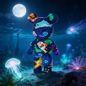 Dreamy Underwater Bear 3D Puzzle Building Block Ornament, Home Office Decor, Party Decoration, Ideal Gift for Thanksgiving Christmas, Stem Building Blocks