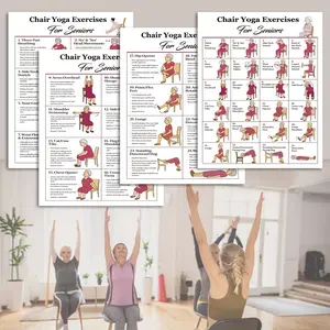 4-Piece Chair Yoga Set for Seniors, Beginner-Friendly, Ideal for Home & Office Use, Includes Detailed Exercise Instructions