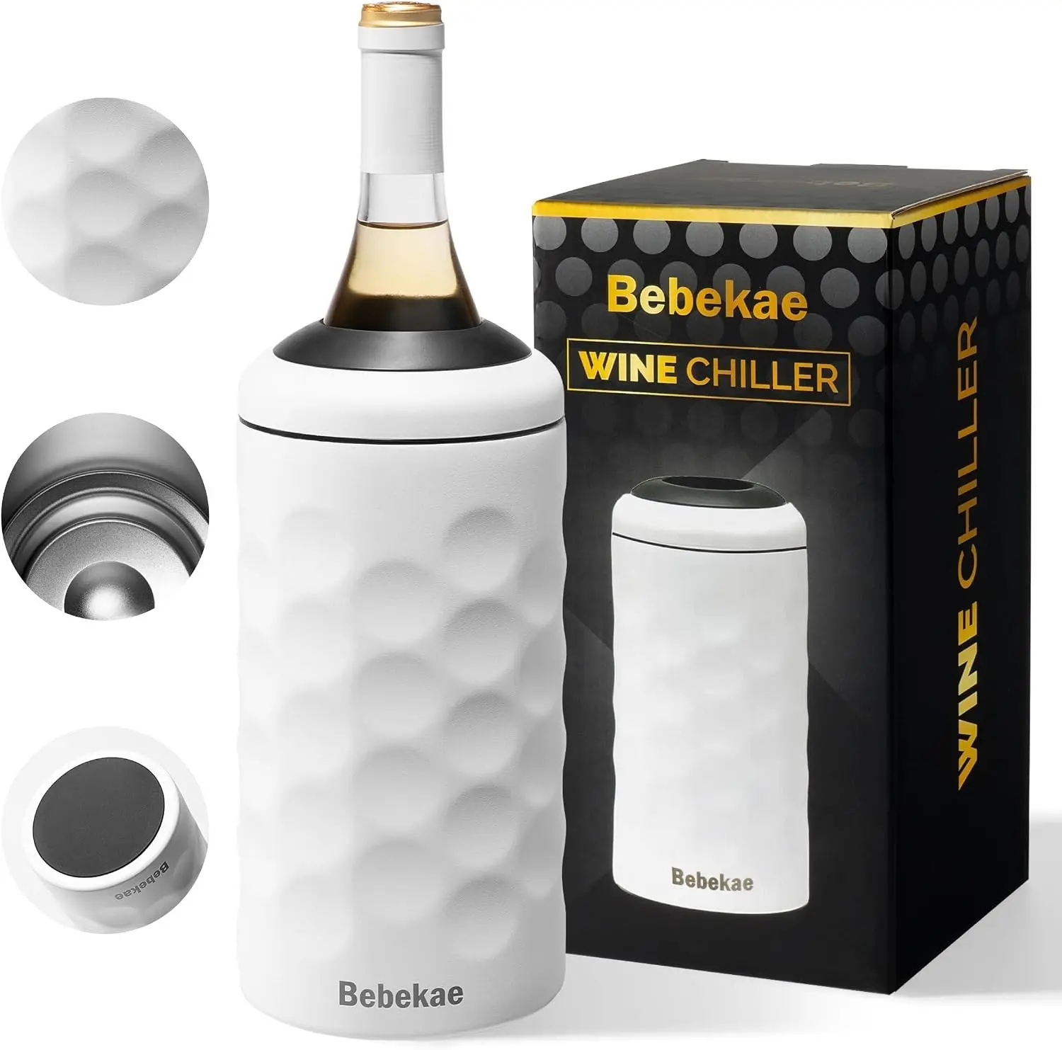 Keep Wine Cold for 6+ Hours Wine Chiller – Double Walled Stainless Steel Wine Bottle Chiller | Vacuum Insulated Wine Chillers for Bottles | Fits Most 750ml Wine & Champagne Bottles