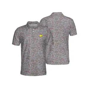 Driftwood Camo Golf Polo Shirt for Men – Camouflage Pattern, Lightweight Breathable Athletic Fit