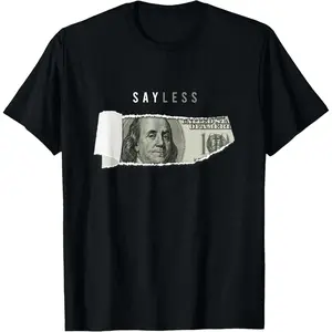 Men's Vintage Cotton Graphic T-Shirt, "Say Less" Money Crypto Streetwear with a Relaxed Fit and Shortsleeve Design