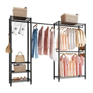 【fathersdaygift】VEVOR Clothing Garment Rack,Heavy Duty Clothes RackFreestanding Clothes Racks with Steel Frame800 lbs Load Capacity Closet Wardrobe with Storage Shelves for BedroomClothing StoreHallway