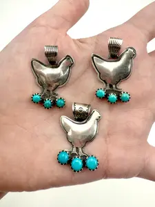 Turquoise Chicken Sterling Silver 925 Pendant