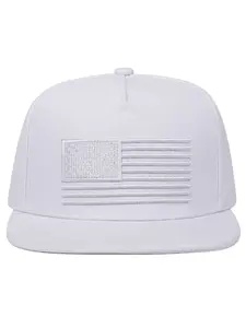 1pcs hat American Flag Embroidered Snapback Cap, White Flat Brim Flat Brimmed Cap Streetwear Hip Hop Casual Hat, Baseball Cap Adjustable