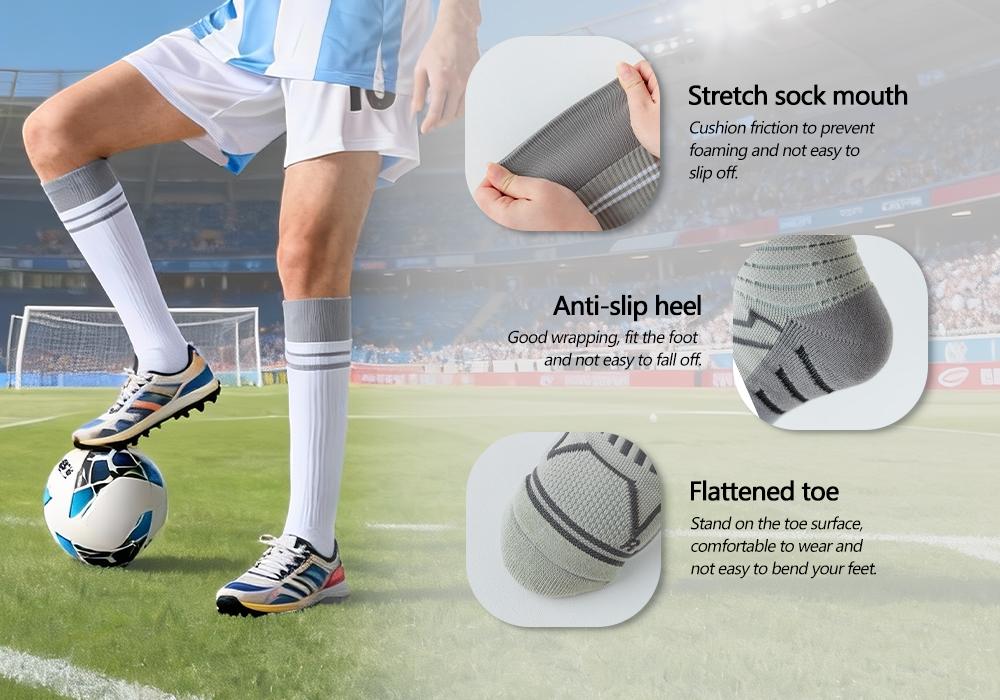 Men’s professional soccer socks, 3-pack—not only offering professional anti-slip cushioning but also featuring sweat-wicking breathable mesh, plus sports socks with a moisture-absorbing towel sole for strong support and breathability.