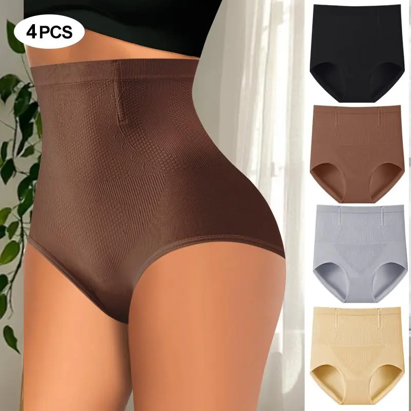QUASTI 4PCS Women's High-Waisted Seamless Shaping Briefs | Tummy Control, Body Sculpting & Soft Breathable Comfort | Invisible Fit, Multi-Color Options | Perfect for Halloween Costumes, Christmas Outfits & Daily Wear