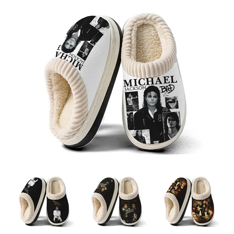 Kids Michael Jackson Slippers- Cute Fuzzy Slippers, Durable Non-Slip Plush Indoor Slippers Suitable for Boys Girls, Warm and Comfortable Slippers for Winter House, Cozy for Home, Exquisite Slippers, Kids Indoor/Outdoor Wear