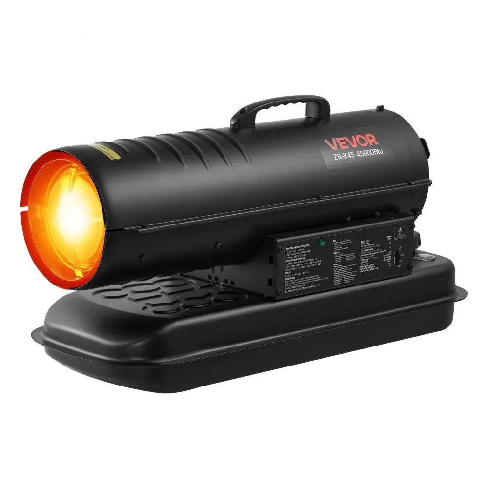 【Summerfinds】VEVOR 45000 BTU Forced Air Kerosene Diesel Heater,Portable Torpedo Space Heater with Wheels & HandleBlower-Type for Jobsite/Garage/Warehouse/Workshop Construction /Outdoor Heating,Black