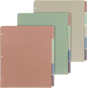 3 Sets 5 Tab Binder Dividers with Pockets for 3 Ring Plastic Binders 8.5 x 11 Inches 3 Hole Punched Page Dividers Sturdy Colorful Dividers for Office School Business Home Organizer