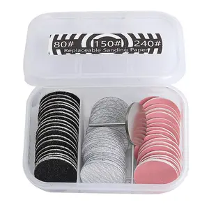 Professional Nail File Replaceable Sanding Paper Set, 60pcs/box 25mm Nail Polishing Sanding Paper, Replaceable Nail File Tool for Manicure, Nail Care & Nail Art, DIY Manicure, Nail Tools