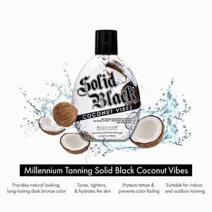 Millennium Tanning, Solid Black Coconut Vibes Tanning Lotion, Face & Body Application, Dark Bronzing with Coconut Infusion
