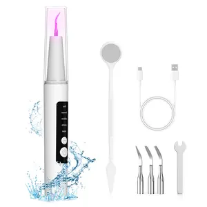 Plaque Remover for Teeth Tartar Remover with LED Light 5 Modes Intelligent Clean Tools USB Recharge for Child Adult Dog Cat White