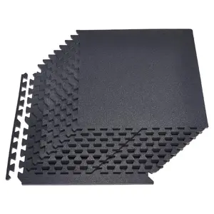 VEVOR Puzzle Exercise Mat, 12 PCS Fitness Equipment Mats, 24x 24x 0.56 in, High-Density EVA Foam Gym Mats Set, Interlocking Rubber Soft Tiles, Protective Floor Padding for Home, Gym, Office, Black