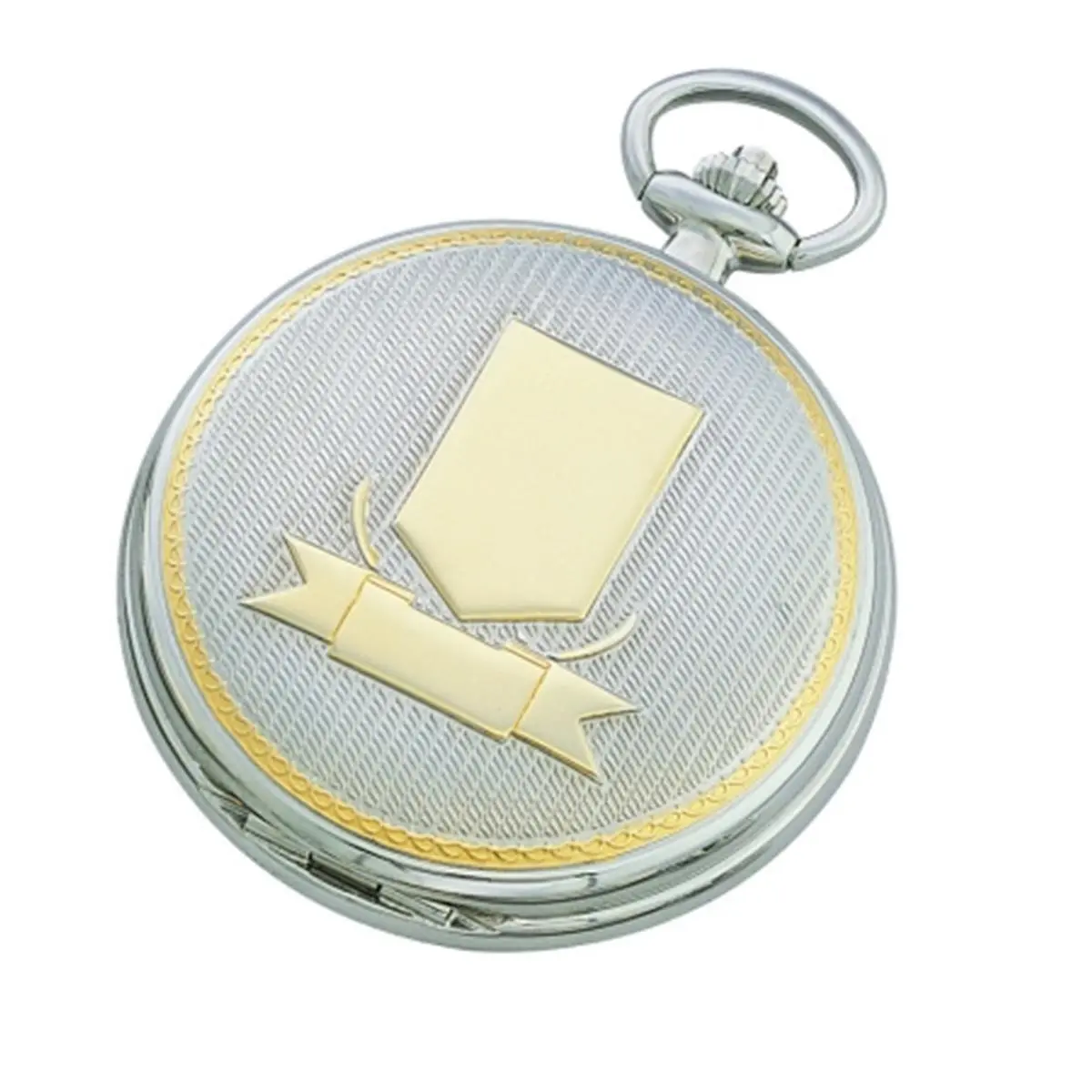 CHARLES-HUBERT PARIS Women's Modern Classic 47mm Hunter Case Pocket Watch - Affordable Fashion 2-Tone Brass Tone, Round Dial, Arabic Numerals, Quartz Drive Movement, Gift Boxed