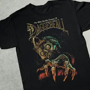 '96 THE ELDER SCROLLS DAGGERFALL BLACK T-Shirt, Crew Neck Casual Shirts, Vintage Graphic Tees, Unisex Tshirt Gothic Grunge Y2k Emo Scene Amity Affliction Style Clothes Gifts For Men Women Streetwear Menswear Womenswear