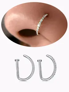 Fashion Nose Rings, Stainless Steel D-shaped Hoops, Non-piercing Nose Rings, Punk & Hip Hop Style Nose Jewelry for Women & Men, High Quality Jewelry