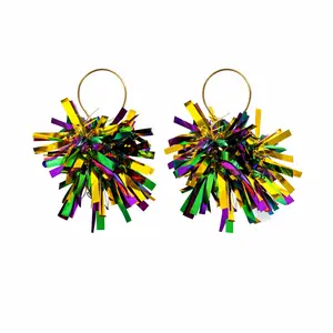 Mardi Gras Pom Pom Earrings
