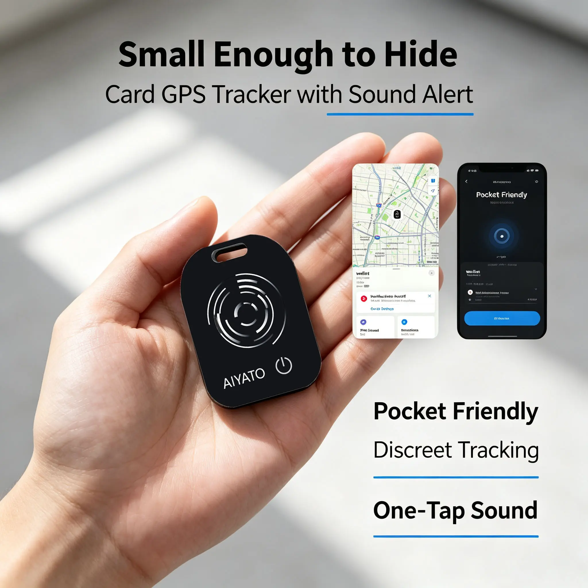 Mini GPS Tracker with Weatherproof Protection Case, No Monthly Fee Smart Anti-Lost Device, Compatible with ios & android Systems, Hidden Tracker for Car