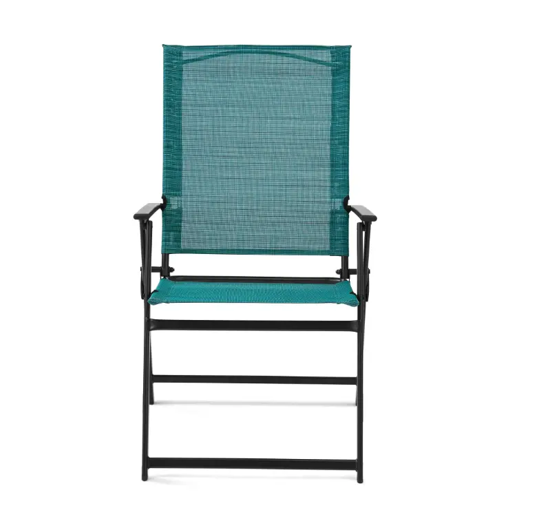 Mainstays Greyson Steel and Sling Folding Outdoor Patio Armchair – Weather-Resistant, Lightweight, and Stackable Chair for Backyard, Deck, or Balcony Seating