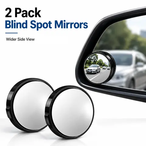 Automotive Blind Spot Mirrors (2pcs, 2" Round HD Convex Glass Lens) - 360-Degree Wide View, Rust-Resistant ABS Housing, Waterproof, Universal Fit Car Accessories for Cars, SUVs