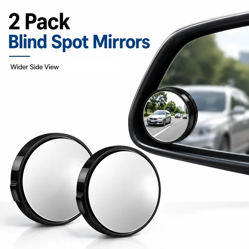 Automotive Blind Spot Mirrors (2pcs, 2" Round HD Convex Glass Lens) - 360-Degree Wide View, Rust-Resistant ABS Housing, Waterproof, Universal Fit Car Accessories for Cars, SUVs