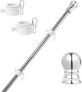 Flag Pole Kit 5Ft Flag Pole for outside House, Flag Poles with Tangle Free Flag Pole Rings for 3X5 American Flag Mounting Bracket Stainless Steel Heavy Duty for Yard Truck Boat(Without Bracket) YKFLY