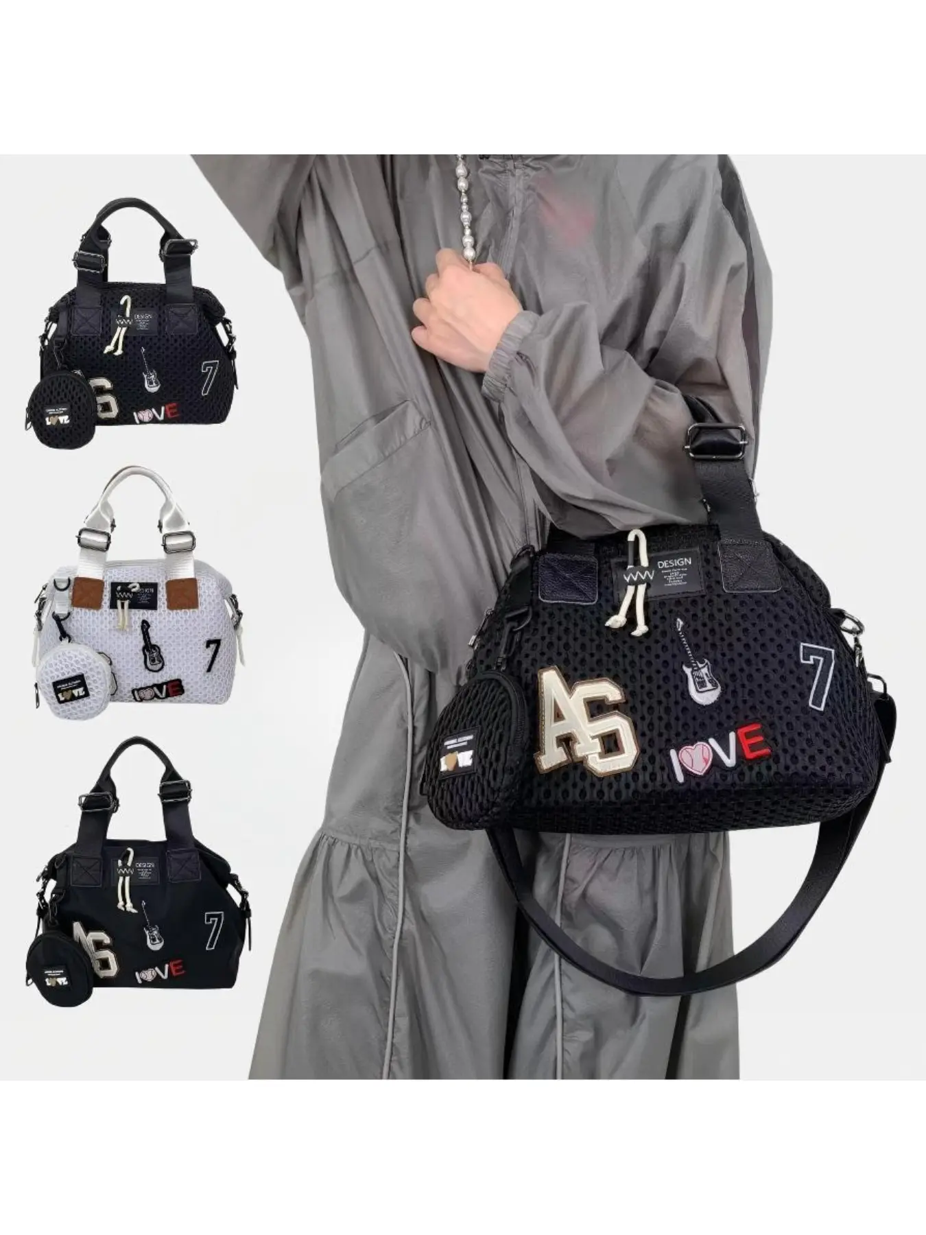 Women's carry on coin purse shoulder bag, Crossbody Purses Bag, patch tote bag with teddy bear print, leisure vacation all-in-one bag, tote bag is an essential travel item including Christmas gift, birthday gift
