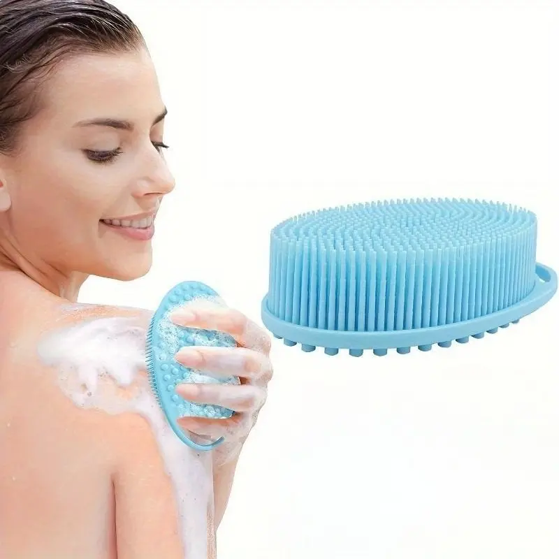 Loofah Exfoliating Body Scrubber 2 in 1 Face and Body Silicone Scrubber - Silicone Shower Brush Bath Sponge Loofah Exfoliating Tool Body Back Scrubber Body Brush For Showering