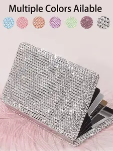 Full Diamond Embedded Anti-Theft Aluminum Card Holder, Multi-Card Slot Portable Wallet, Rfid Magnetic Protection, Large Capacity, Unisex