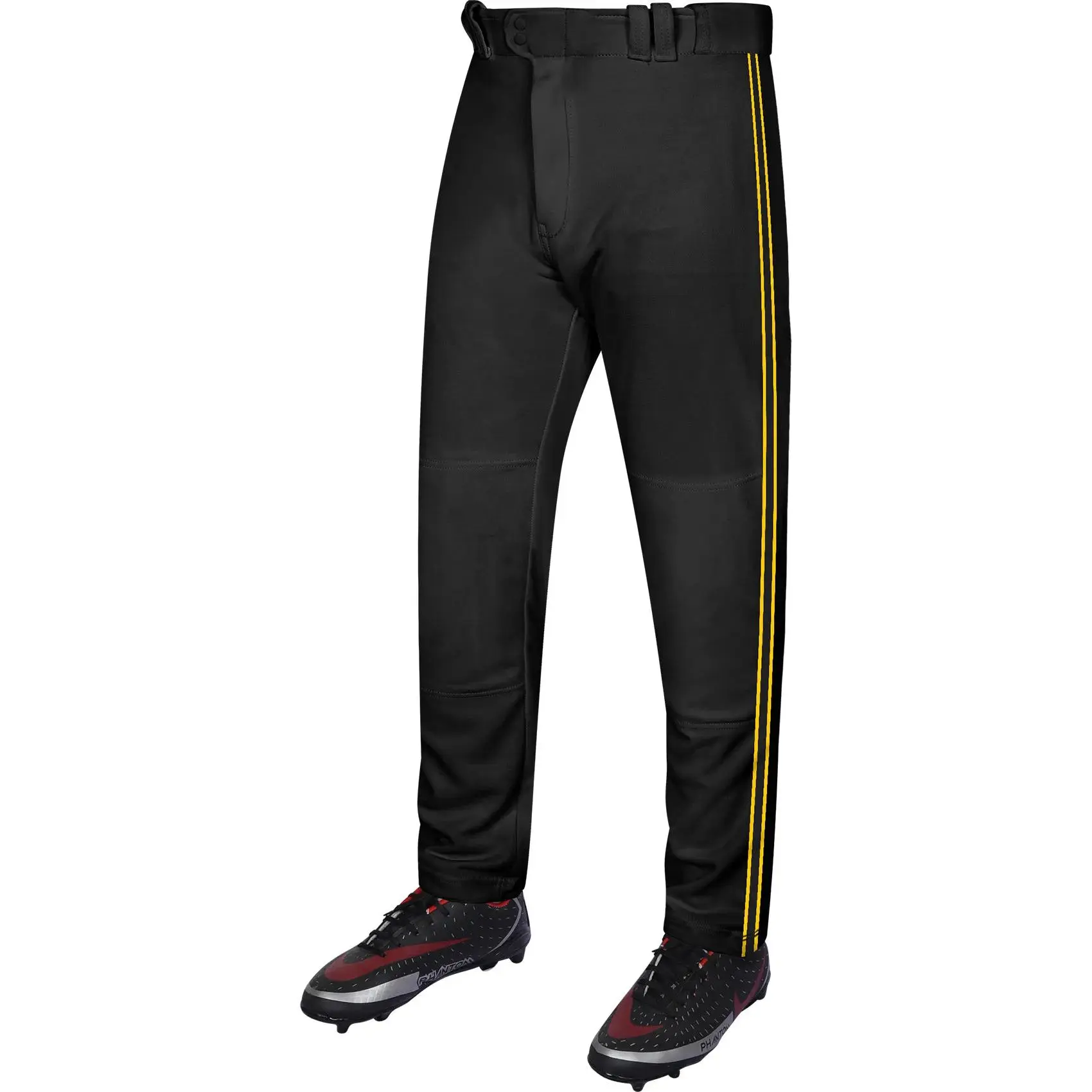 Proline Youth Full Length Baseball Pants with Stripes (Black)