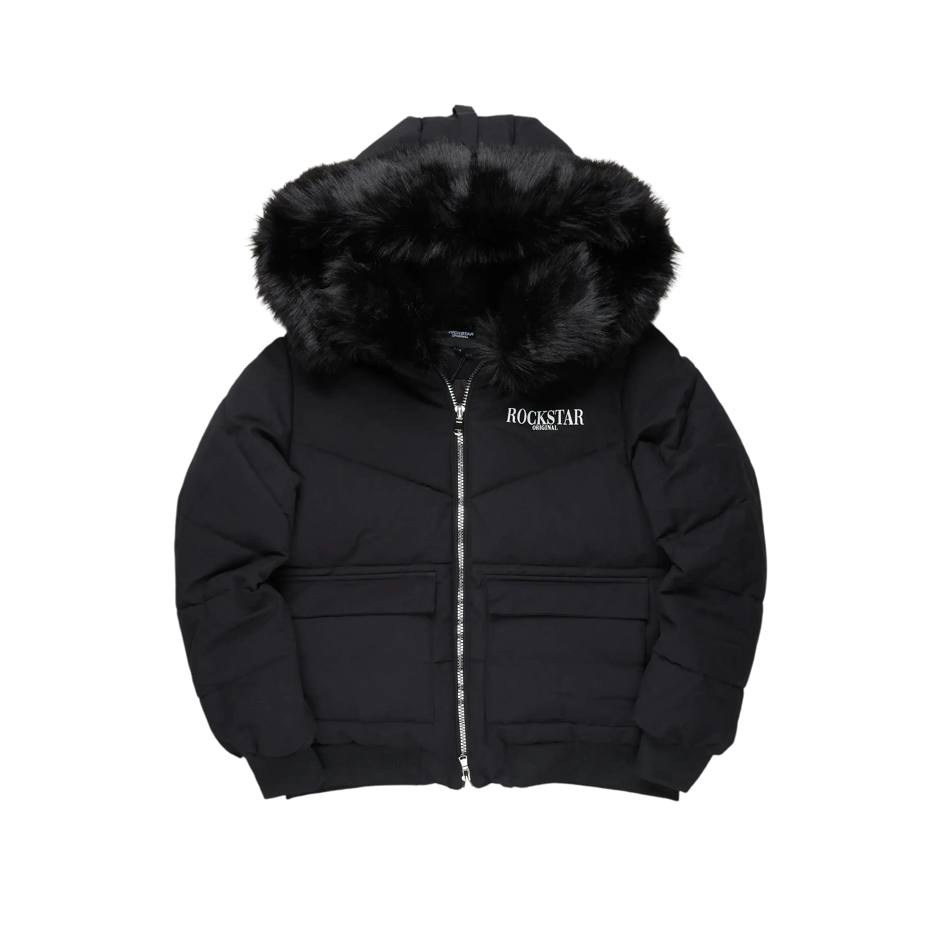 Langston Black Puffer Jacket with Fur Hood Langston Black Puffer Jacket with Fur Hood