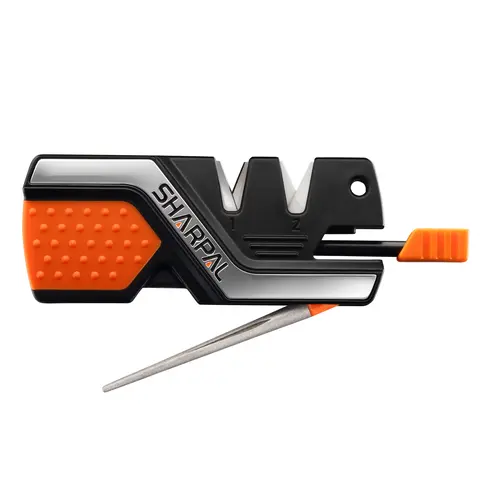 SHARPAL 6-Function Durable Ceramic Portable Pocket-Size Knife Sharpener Multi-Tool - Survival Equipment, Outdoor Survival EDC, Kitchen Knife Sharpener, Fishhook Groove, Quick Edge Function, Emergency Whistle,toolupgrade