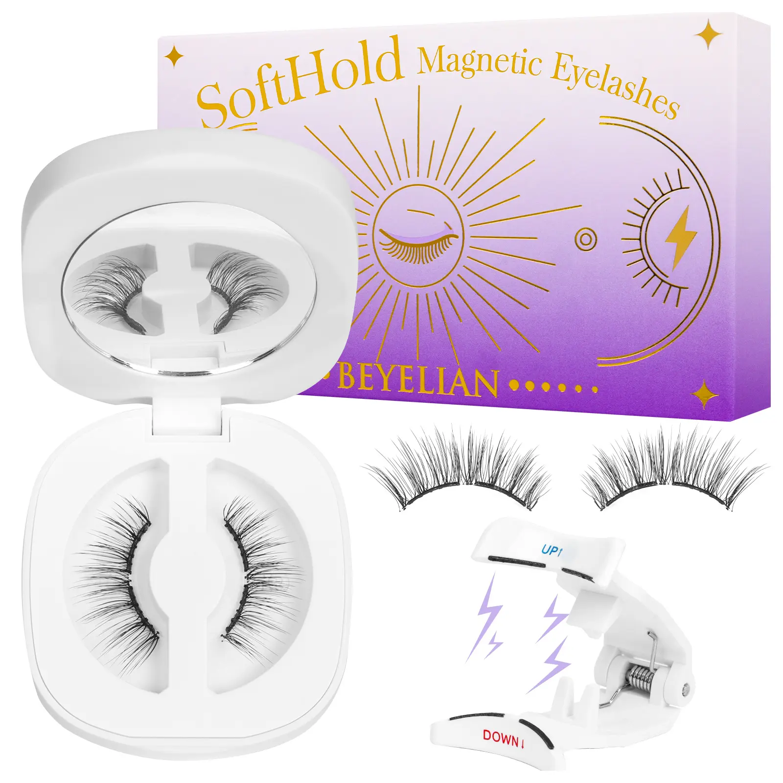 BEYELIAN Soft Magnetic Eyelashes No Glue & Eyeliner Needed Reusable Waterproof Natural Look Lashes Makeup Eyelashes Extensions Effortless Application Mix Length Gentle Removal Storage Cosmetic