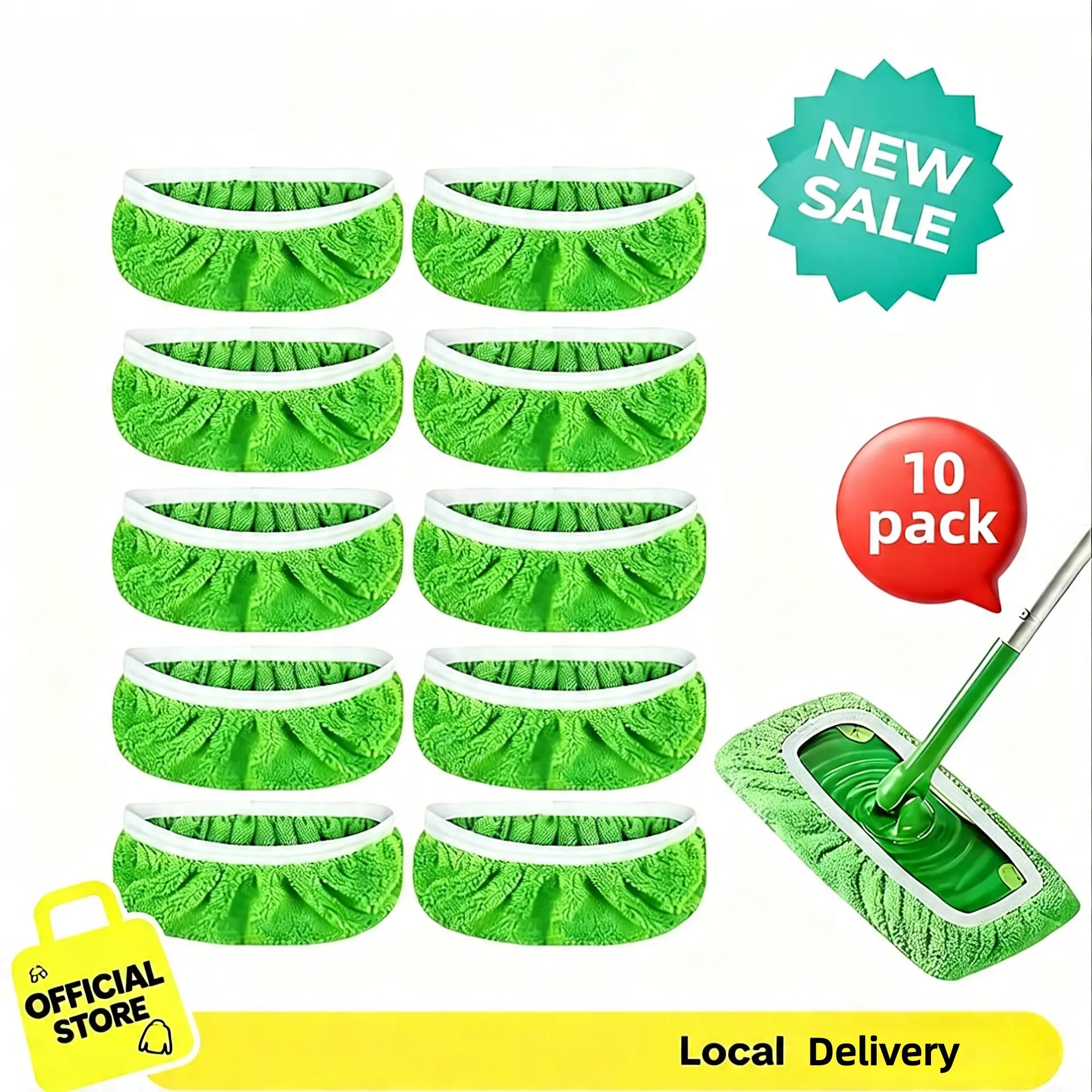 10-Pack Reusable Coral Fleece Mop Pads Replacement Washable Wet Mopping Cloths and Dry Sweeping Cloths for Swiffer Sweeper ("10×4.5 Inch"&”17×5Inch“) – Washable Wet & Dry Microfiber Pads for Surface/Hardwood Floor Cleaning, Tile & More.