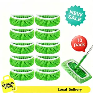 10-Pack Reusable Coral Fleece Mop Pads Replacement Washable Wet Mopping Cloths and Dry Sweeping Cloths for Swiffer Sweeper – Washable Wet & Dry Microfiber Pads for Surface/Hardwood Floor Cleaning, Tile & More.