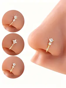 3ps Nose Clip, Unisex Fashion Accessory, No Piercing Required, Copper Material, Casual Style, Suitable for All Seasons, Non Piercing Jewelry