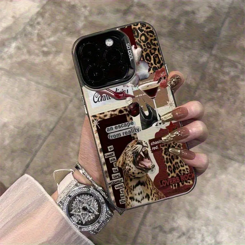 Leopard Lip Print Pattern Laser IMD Apple Phone Case, Compatible with iPhone 17 Air Pro Max iPhone 16 15 14 13 12 11 XS XR X 7 8 12/13 Mini Plus Pro Max SE Birthday/Valentine's Day/Girlfriend Boyfriend Gift/Holiday Gift Protector Screen Protector, Accesso