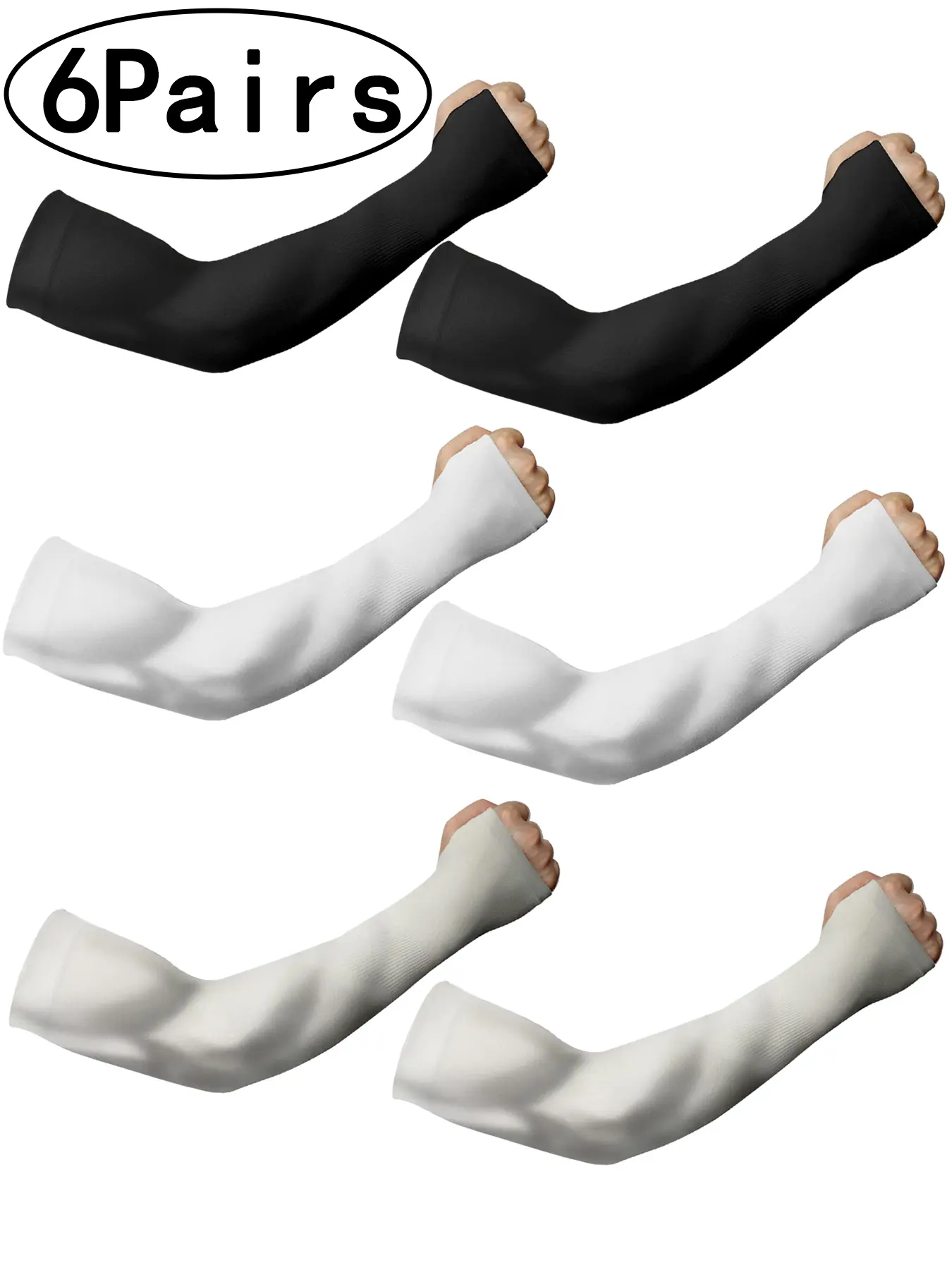 [6Pairs- Cooling Arm Sleeves] 3 Pairs Cooling Arm Sleeves | Breathable, Stretchable, Quick-Drying Ice Fabric, Elastic Fit for Sun Protection, Ideal for Summer Sports & Cycling, Protective Sleeve, Outdoor Arm Sleeve, Cooling Arm Covers